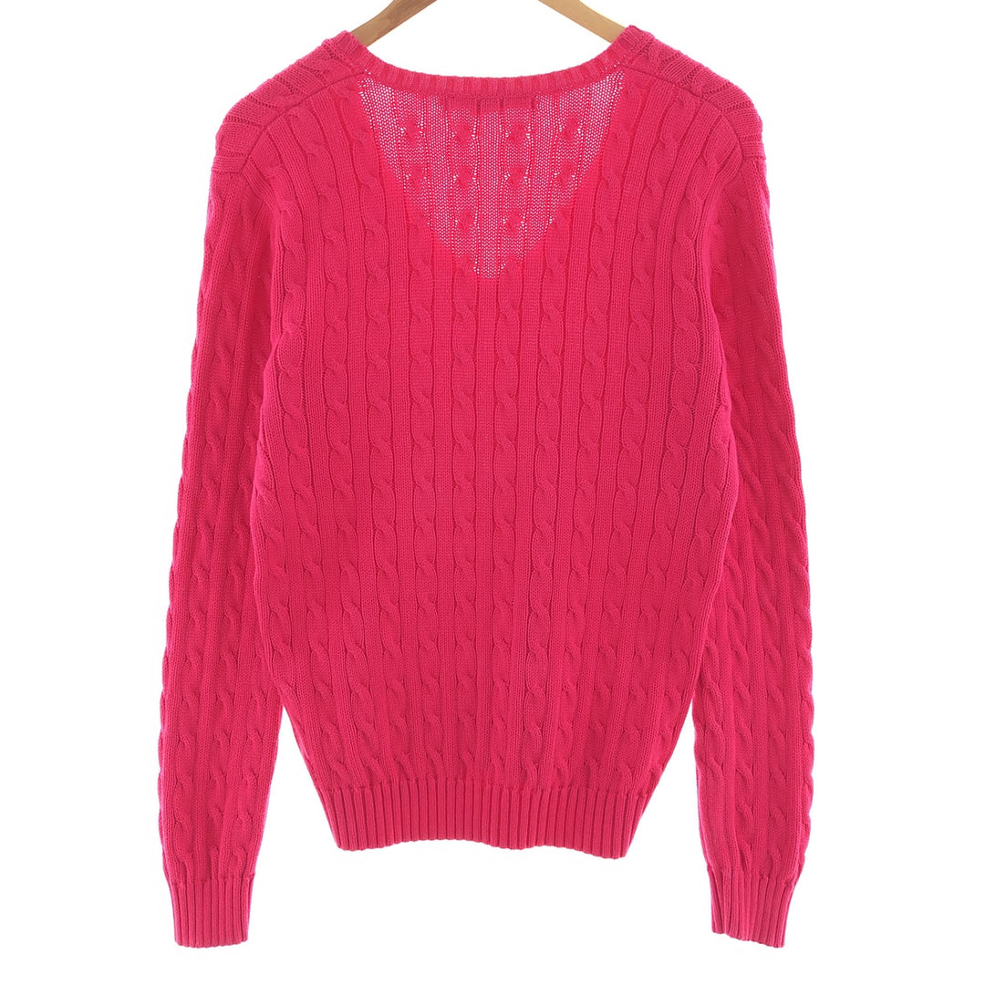 Ralph Lauren RALPH LAUREN SPORT Cable knit V-neck cotton knit sweater Women's XL equivalent /eaa390362