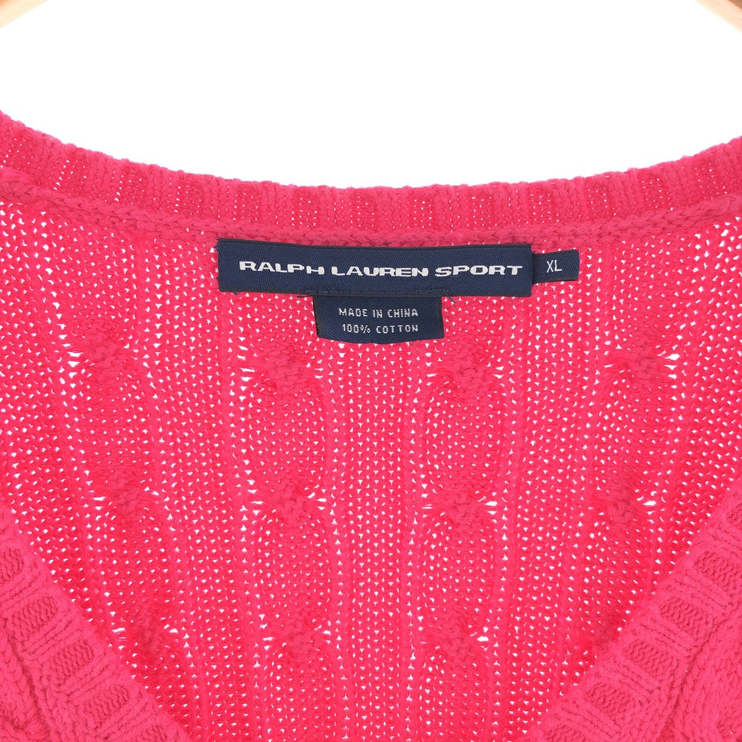 Ralph Lauren RALPH LAUREN SPORT Cable knit V-neck cotton knit sweater Women's XL equivalent /eaa390362