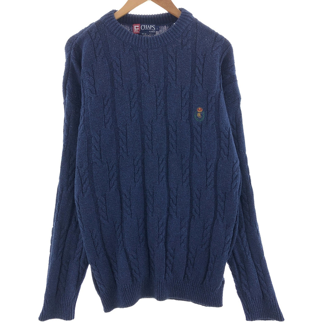 90'S Ralph Lauren CHAPS cotton knit sweater made in USA men's L vintage /eaa390401