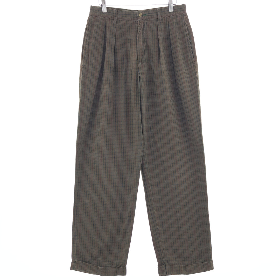 90'S Tommy Hilfiger Check Pattern Two-pleat Cotton Pants Men's W30 Vintage / eaa390736