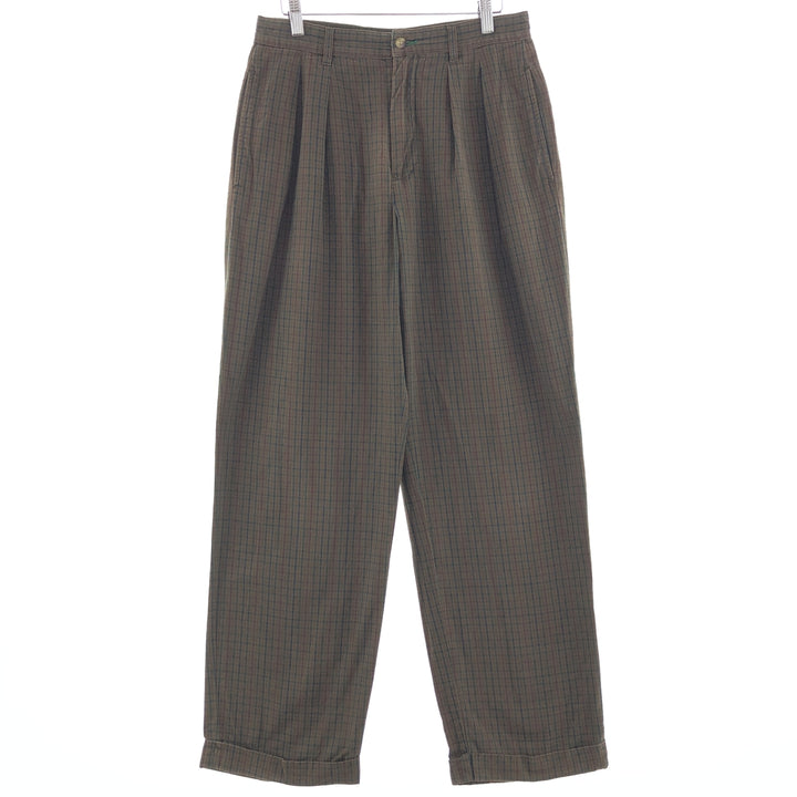 90'S Tommy Hilfiger Check Pattern Two-pleat Cotton Pants Men's W30 Vintage / eaa390736