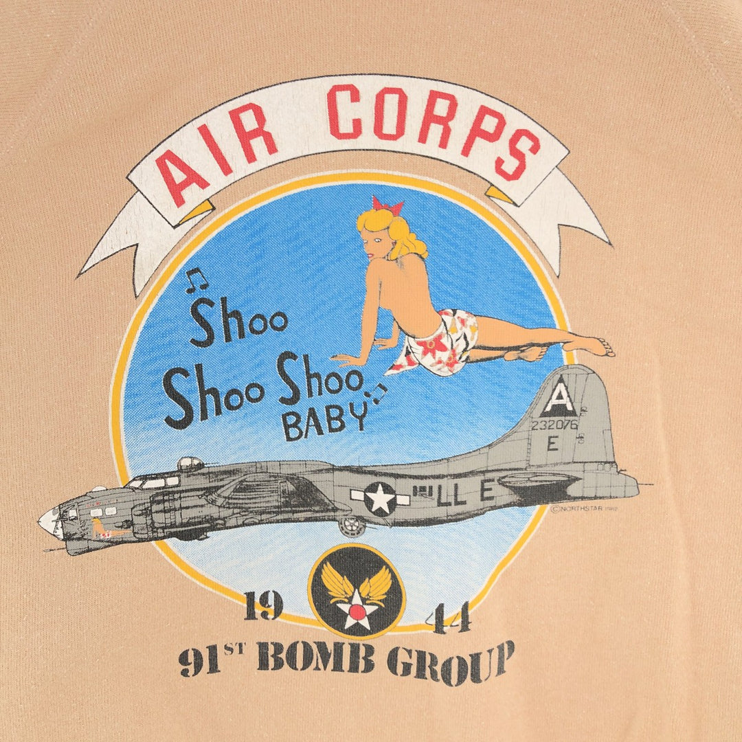 80'S Hanes Blue Tag USAAF US Army Air Corps Printed Sweatshirt Trainer Made in USA Men's L Vintage /eaa390979