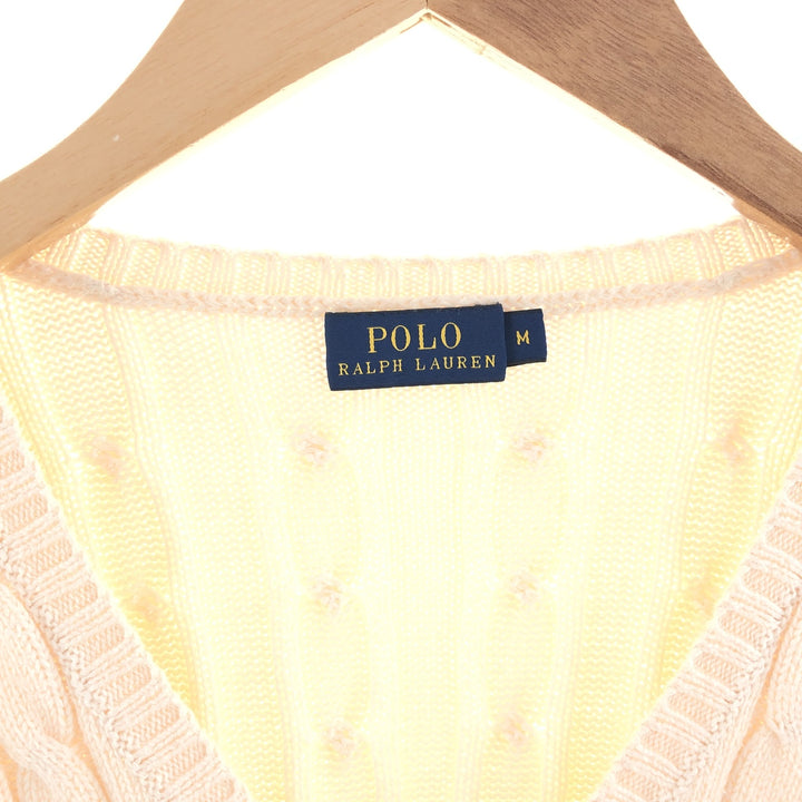 Ralph Lauren POLO RALPH LAUREN Cable knit V-neck cotton knit sweater Women's M /eaa391199