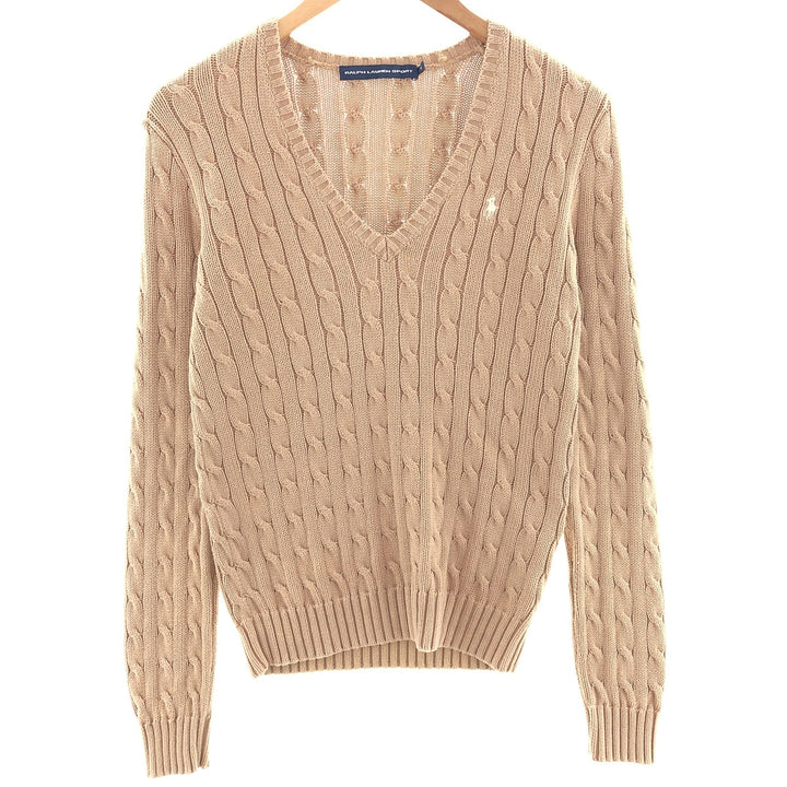 Ralph Lauren RALPH LAUREN SPORT Cable knit V-neck cotton knit sweater Women's M /eaa391205