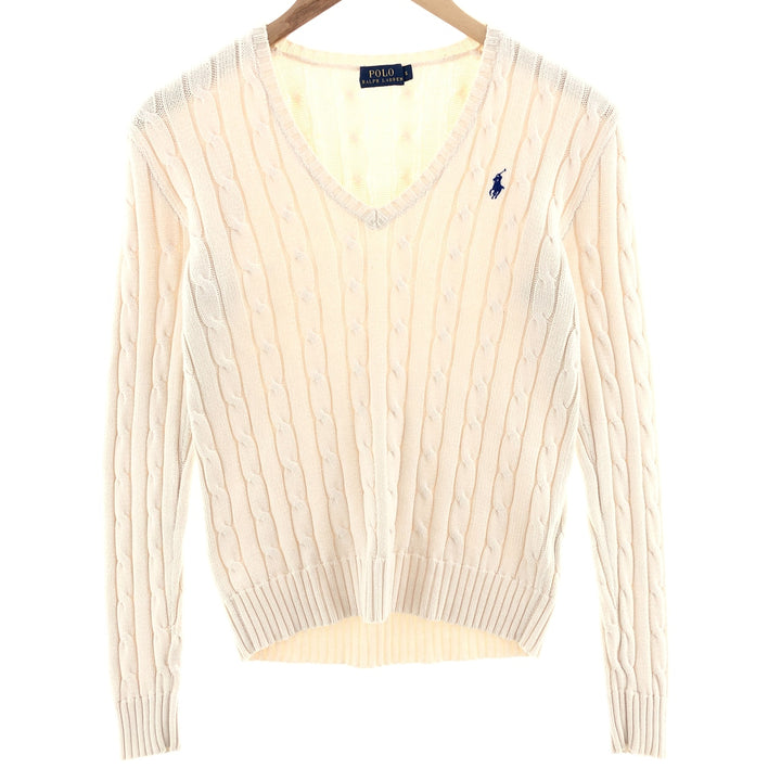 Ralph Lauren POLO RALPH LAUREN Cable knit V-neck cotton knit sweater Women's S /eaa391206