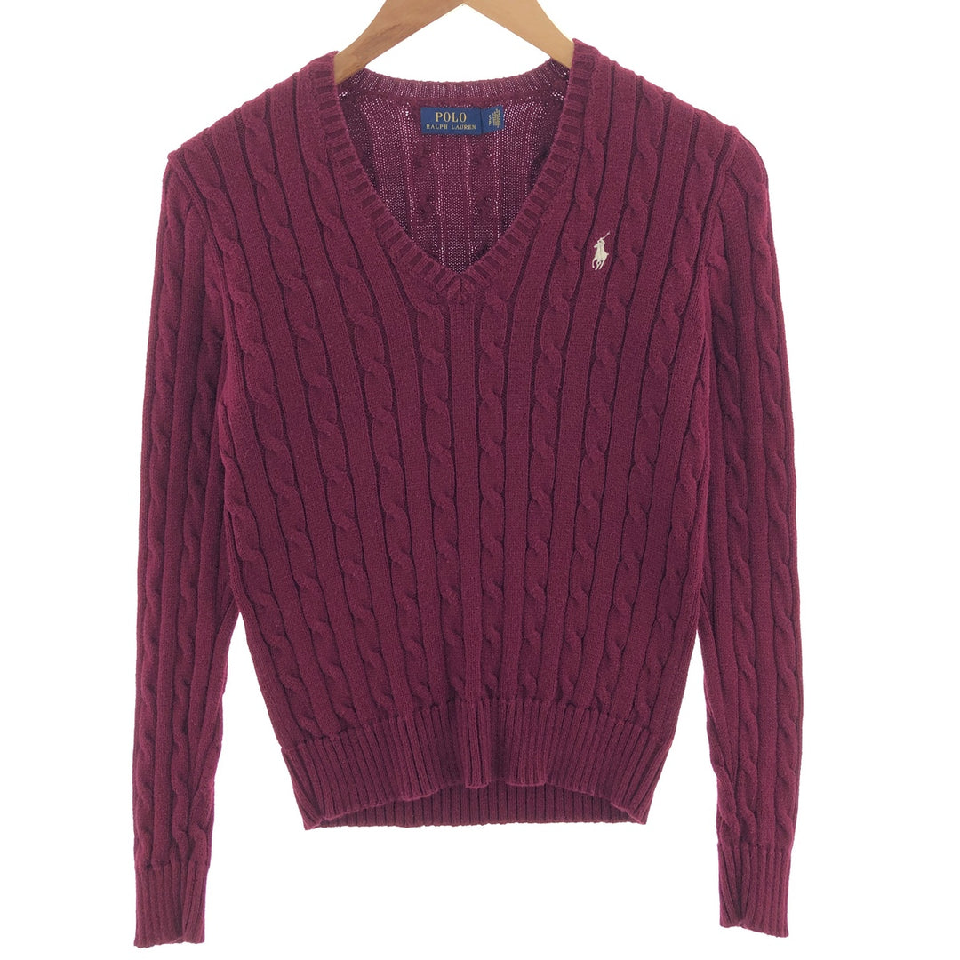 Ralph Lauren POLO RALPH LAUREN Cable knit V-neck cotton knit sweater Women's S /eaa391209