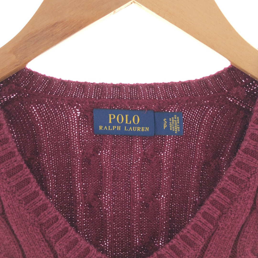 Ralph Lauren POLO RALPH LAUREN Cable knit V-neck cotton knit sweater Women's S /eaa391209