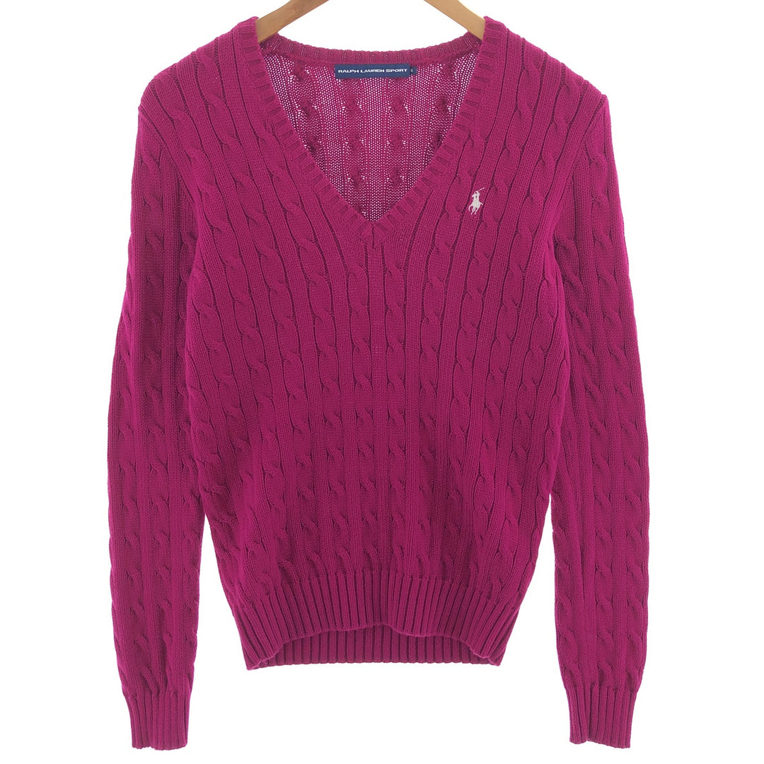 Ralph Lauren RALPH LAUREN SPORT Cable knit V-neck cotton knit sweater Women's M /eaa391223