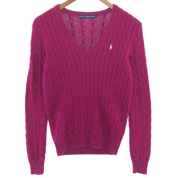 Ralph Lauren RALPH LAUREN SPORT Cable knit V-neck cotton knit sweater Women's M /eaa391223