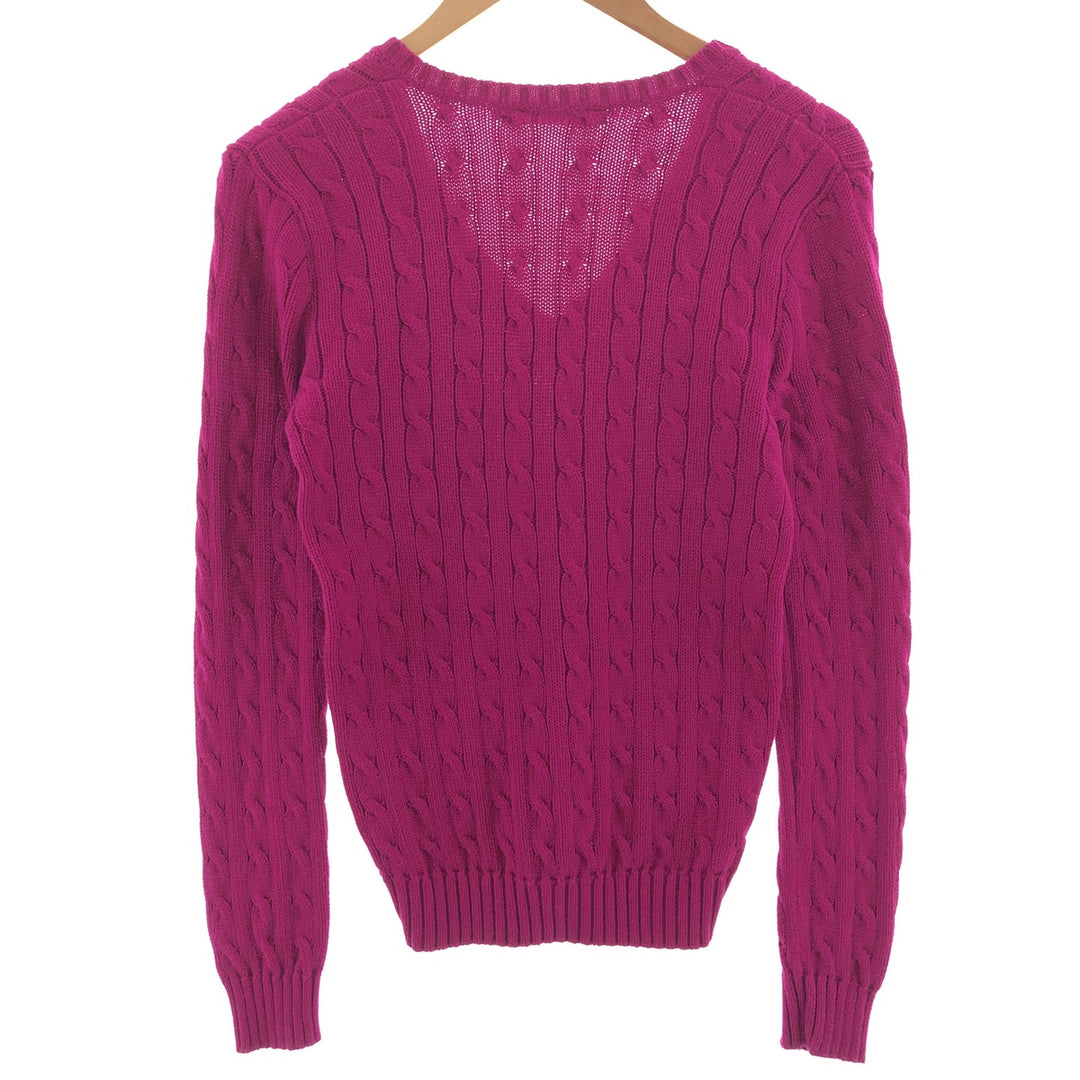 Ralph Lauren RALPH LAUREN SPORT Cable knit V-neck cotton knit sweater Women's M /eaa391223