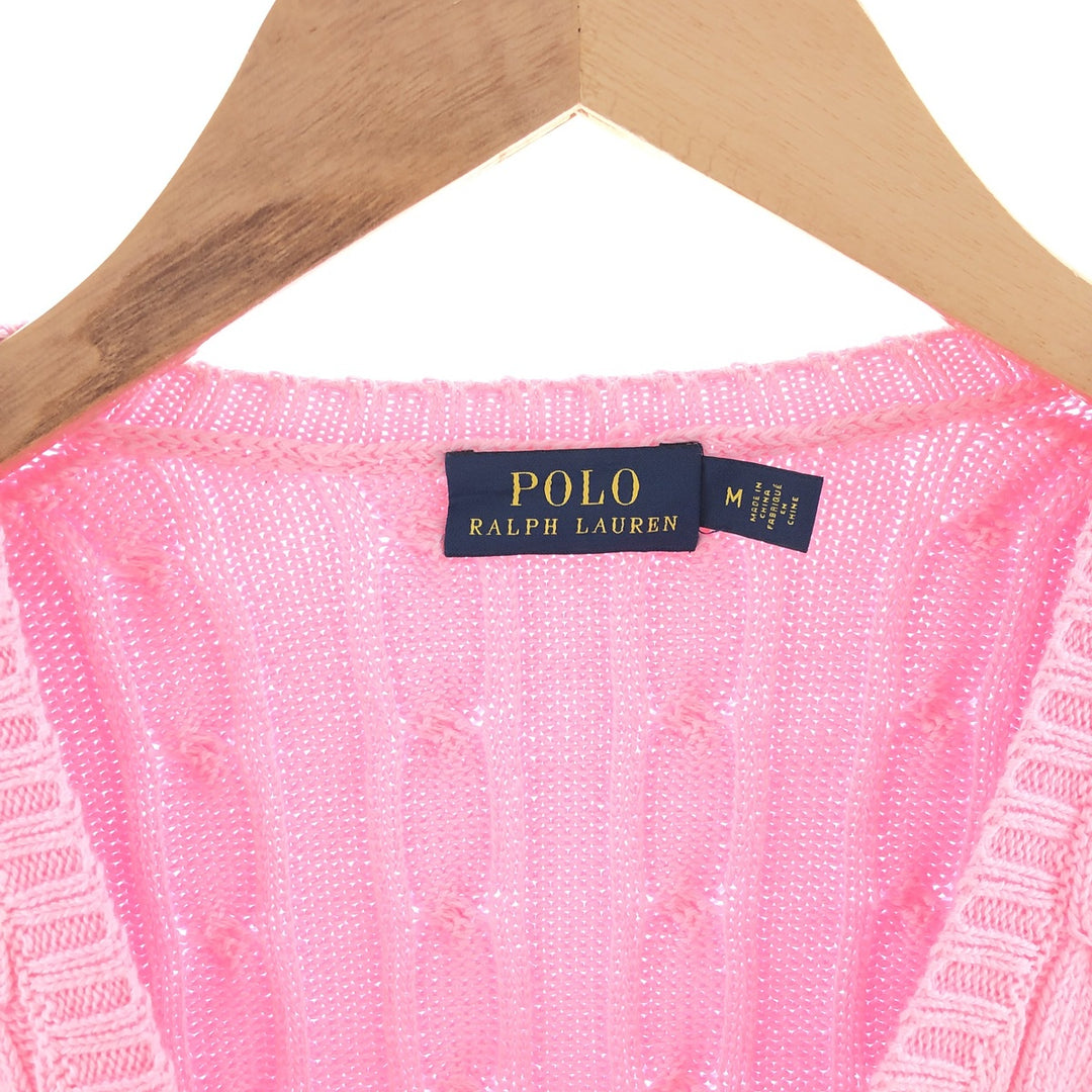 Ralph Lauren POLO RALPH LAUREN Cable knit V-neck cotton knit sweater Women's M /eaa391225