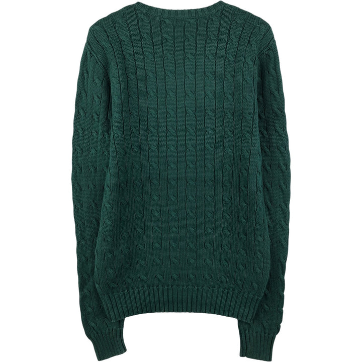 Ralph Lauren RALPH LAUREN SPORT Cable knit V-neck cotton knit sweater Women's M size cotton Green type dark green Vintage Second Hand