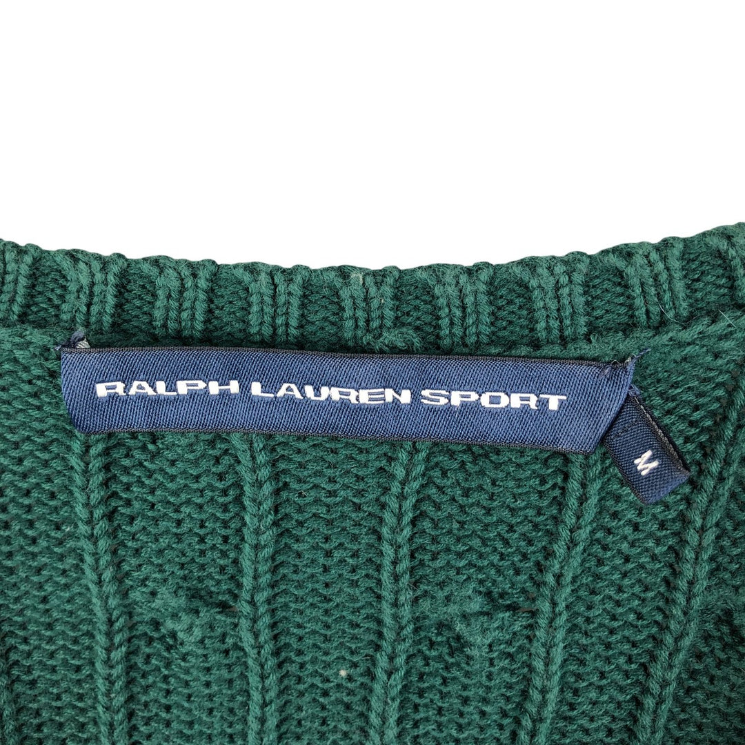 Ralph Lauren RALPH LAUREN SPORT Cable knit V-neck cotton knit sweater Women's M size cotton Green type dark green Vintage Second Hand