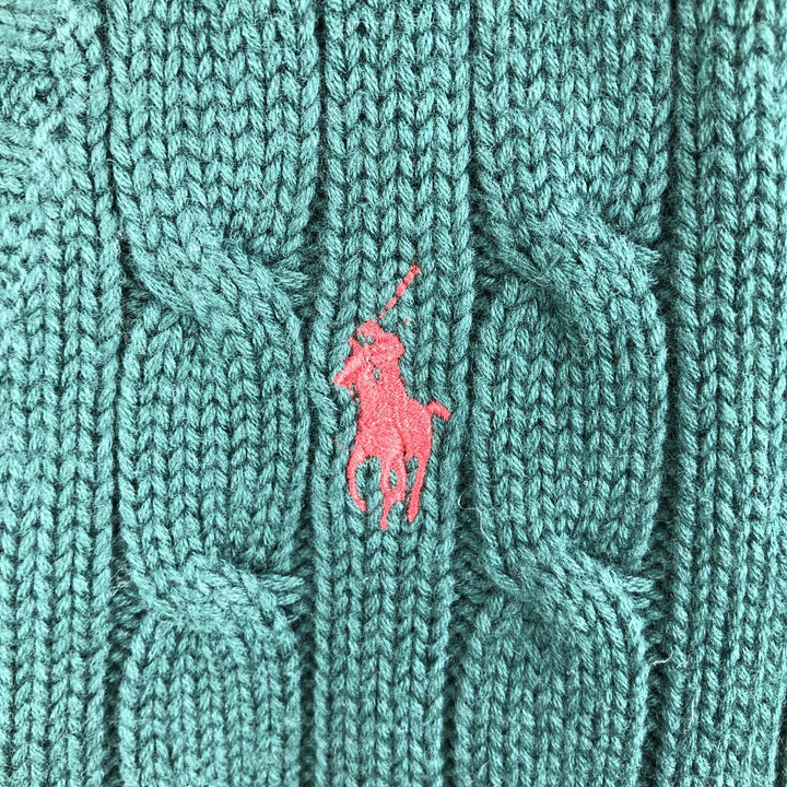 Ralph Lauren RALPH LAUREN SPORT Cable knit V-neck cotton knit sweater Women's M size cotton Green type dark green Vintage Second Hand