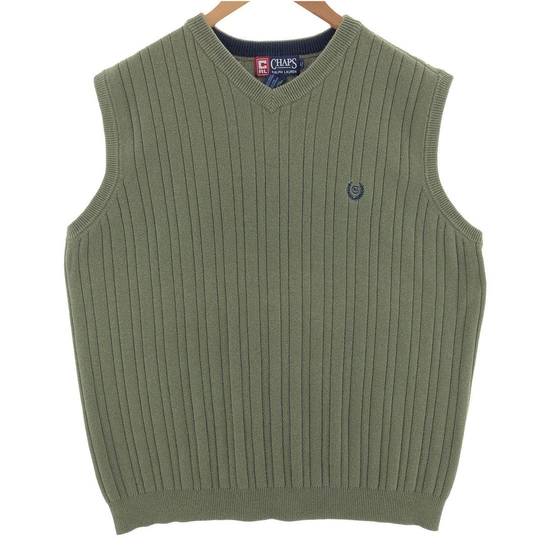 90'S Ralph Lauren CHAPS V-neck cotton knit vest Men's L Vintage /eaa391263