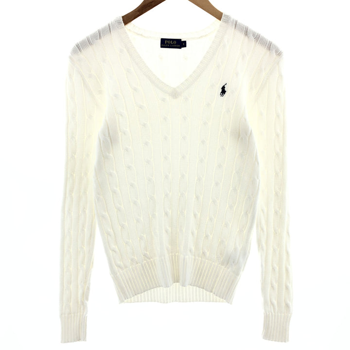 Ralph Lauren POLO RALPH LAUREN Cable knit V-neck cotton knit sweater Women's S /eaa391265