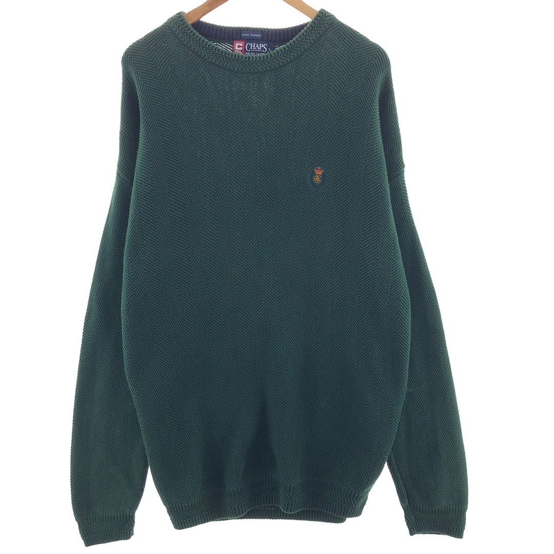 90'S Ralph Lauren CHAPS Herringbone Cotton Knit Sweater Men's Size L Vintage /eaa391278