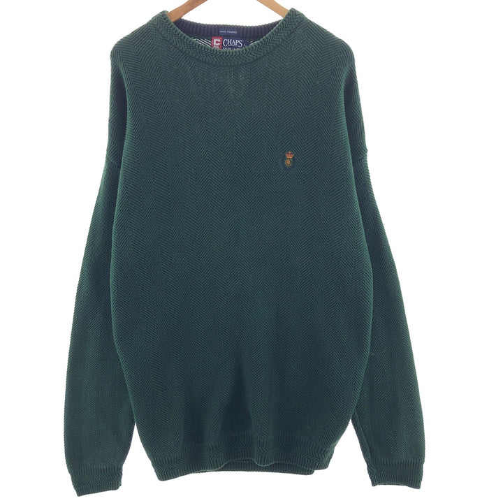 90'S Ralph Lauren CHAPS Herringbone Cotton Knit Sweater Men's Size L Vintage /eaa391278