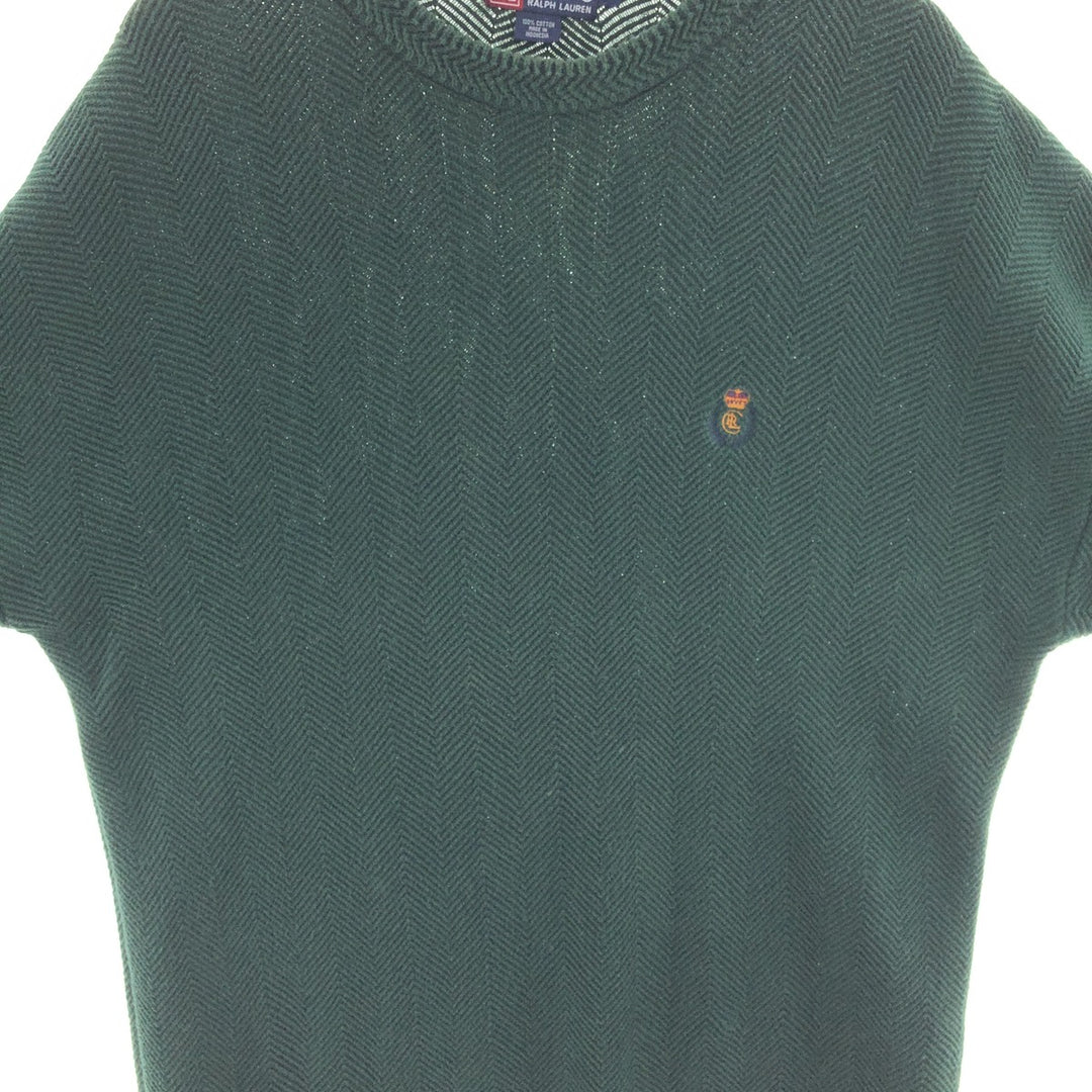 90'S Ralph Lauren CHAPS Herringbone Cotton Knit Sweater Men's Size L Vintage /eaa391278