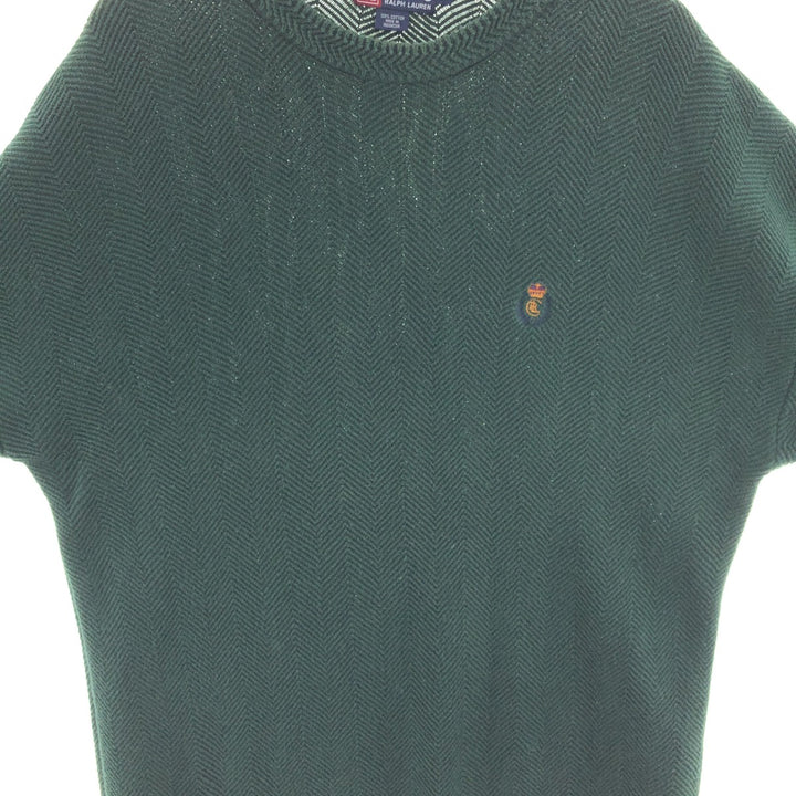 90'S Ralph Lauren CHAPS Herringbone Cotton Knit Sweater Men's Size L Vintage /eaa391278