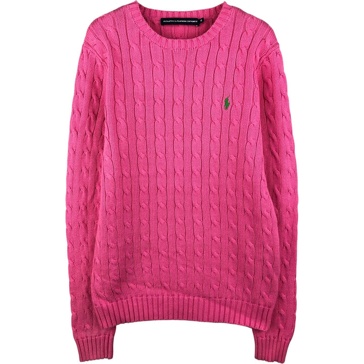 Ralph Lauren RALPH LAUREN SPORT Cable Knit Cotton Knit Sweater Women's M cotton pink type Vintage Second Hand