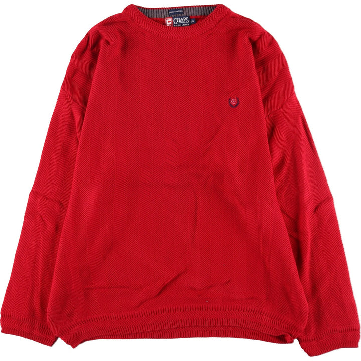 90'S Ralph Lauren CHAPS Herringbone Cotton Knit Sweater Men's Size L Vintage /eaa391423
