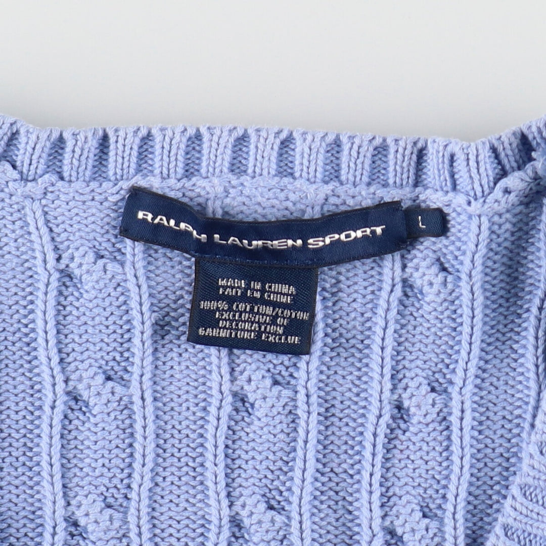 Ralph Lauren RALPH LAUREN SPORT Cable knit V-neck cotton knit sweater Women's size L / eaa391441