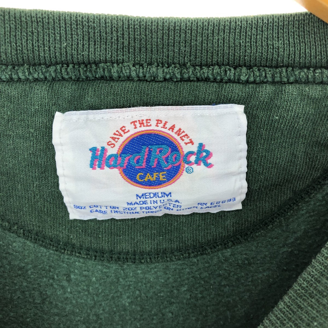 90'S HARD ROCK CAFE Advertising Sweatshirt, Made in USA, Men's Size M cotton green type Vintage Second Hand