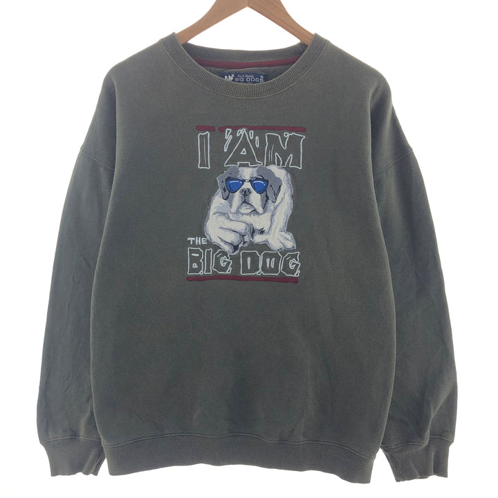 90'S ~ BIG DOGS embroidered dog pattern sweatshirt, men's L, vintage / eaa391687