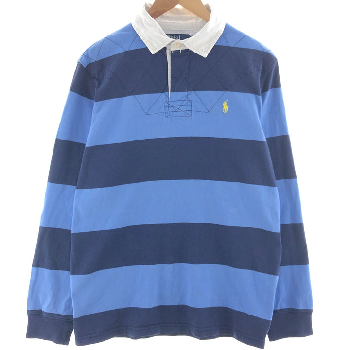 Ralph Lauren POLO by Ralph Lauren CUSTOM FIT Border Pattern Long Sleeve Rugby Shirt Men's L size / eaa391695