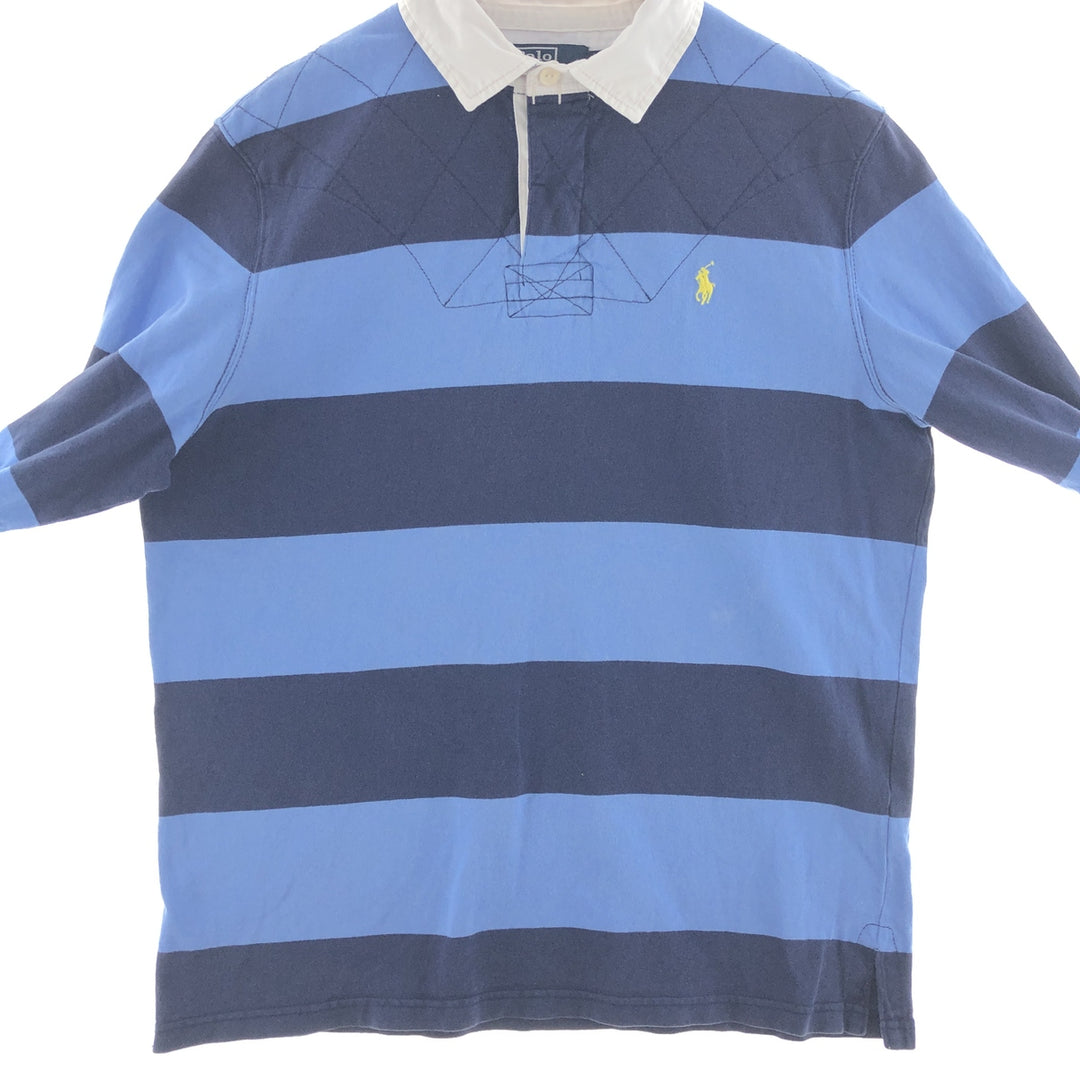 Ralph Lauren POLO by Ralph Lauren CUSTOM FIT Border Pattern Long Sleeve Rugby Shirt Men's L size / eaa391695