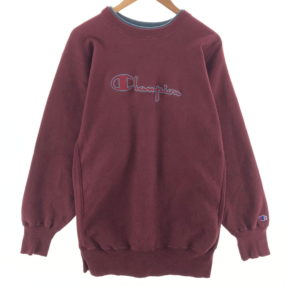 90'S Champion Reverse Weave Embroidered Tag Layered Neck Logo Sweatshirt Trainer Made in USA Men's XXL /eaa392034