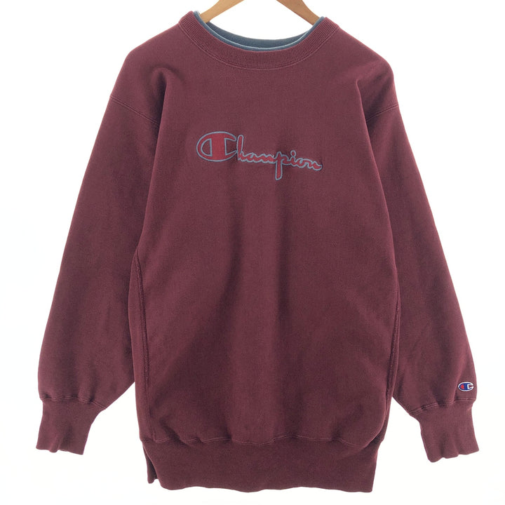 90'S Champion Reverse Weave Embroidered Tag Layered Neck Logo Sweatshirt Trainer Made in USA Men's XXL /eaa392034