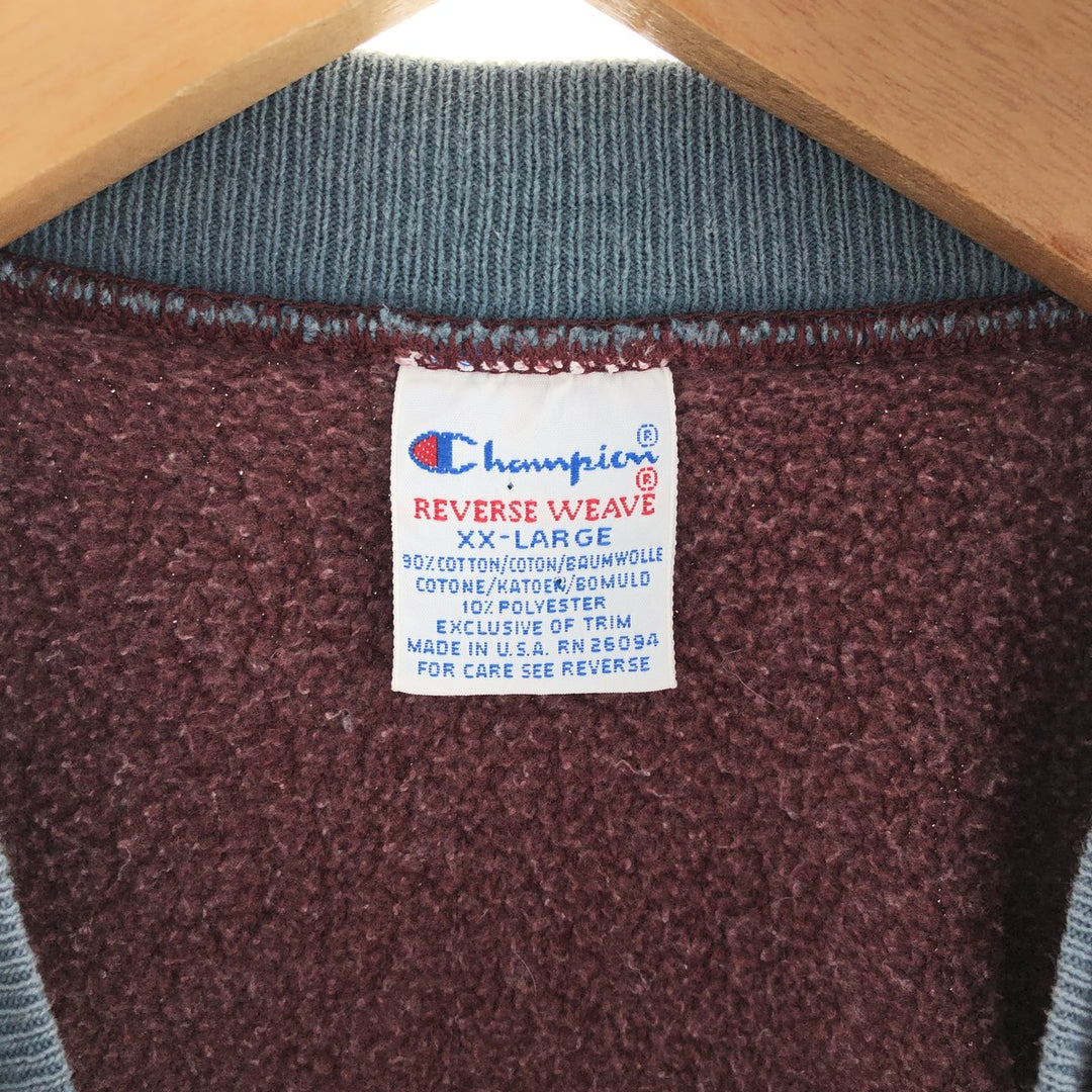 90'S Champion Reverse Weave Embroidered Tag Layered Neck Logo Sweatshirt Trainer Made in USA Men's XXL /eaa392034