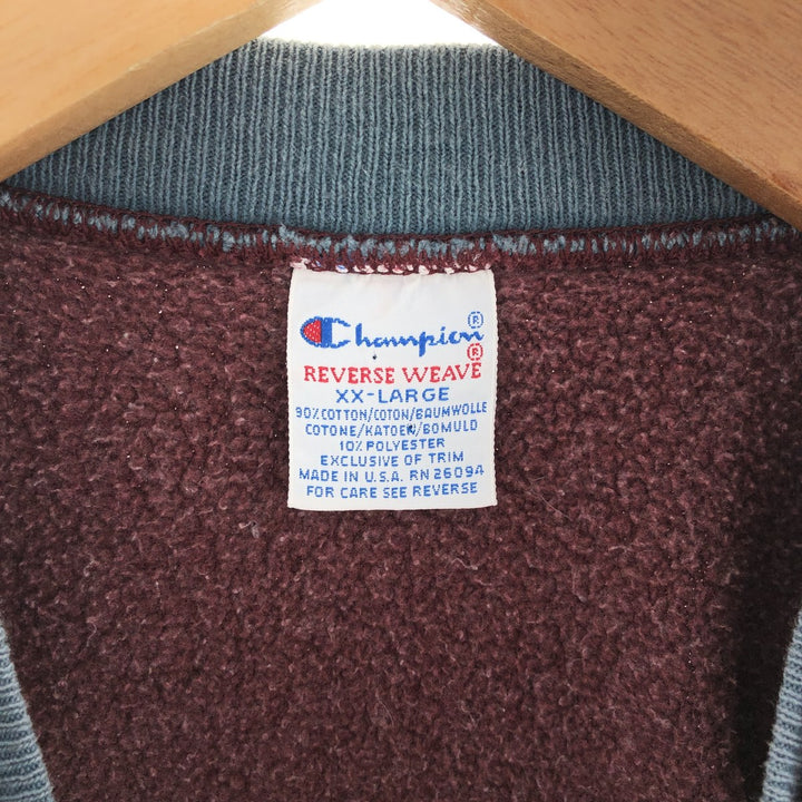 90'S Champion Reverse Weave Embroidered Tag Layered Neck Logo Sweatshirt Trainer Made in USA Men's XXL /eaa392034