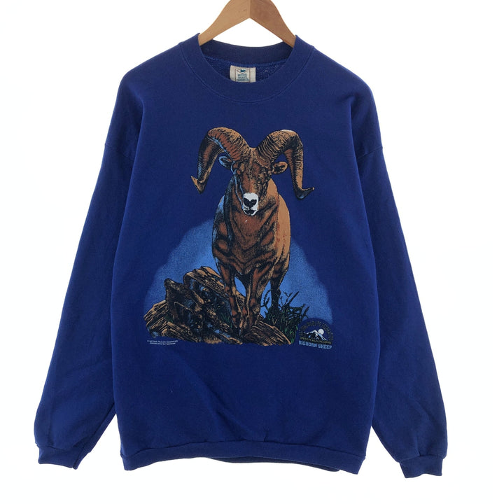 90'S NATIONAL WILDLIFE FEDERATION sheep print animal sweatshirt, made in USA, men's XL, vintage /eaa392068