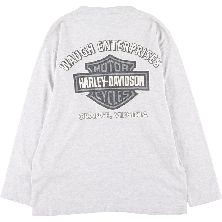 90'S Harley-Davidson Henley neck long T-shirt, long T, made in USA, men's M, vintage / eaa392433