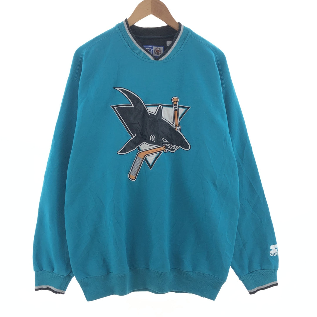 90'S Starter NHL SAN JOSE SHARKS V-neck sweatshirt, men's XL equivalent, vintage /eaa392439