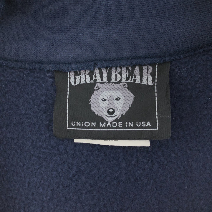 GRAY BEAR Back Print Half Zip Sweatshirt Trainer Made in USA Men's XXL /eaa392731