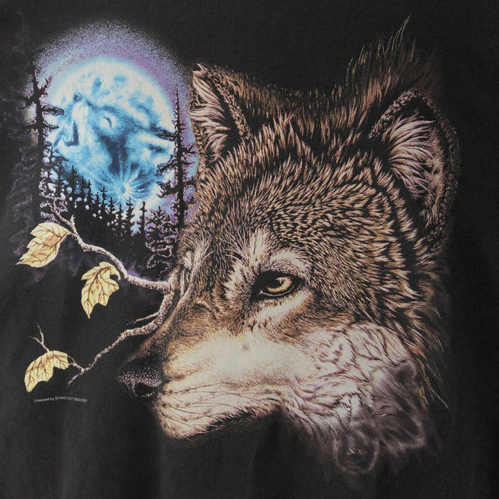 90'S Hanes Wolf Pattern Animal Sweatshirt Trainer Made in USA Men's XL Vintage /eaa392735