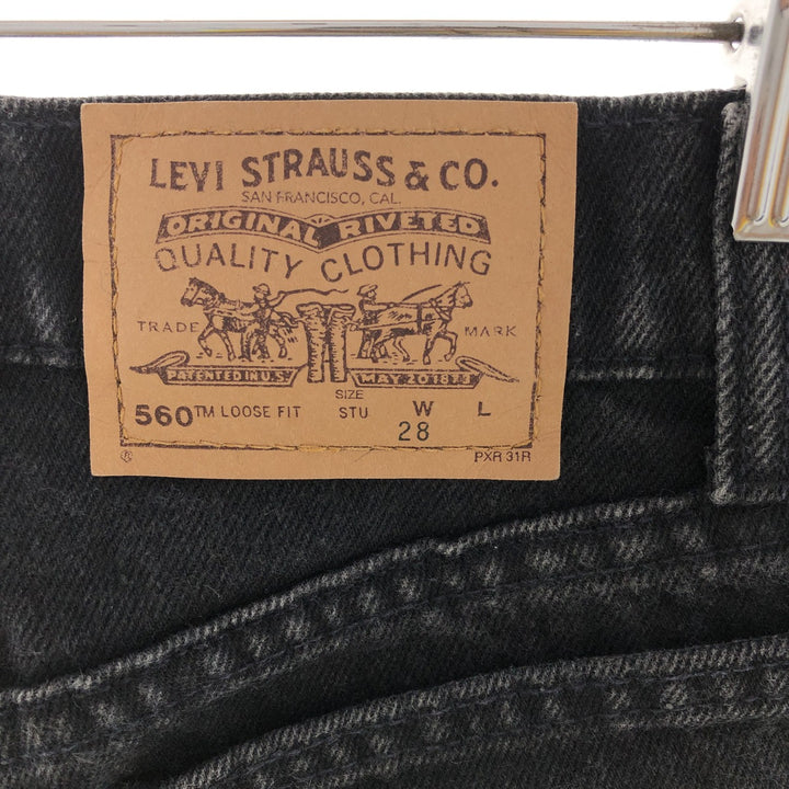 90'S Levi's 560 LOOSE FIT STUDENT Black Denim Shorts, Made in USA, Men's W29 Vintage /eaa392823