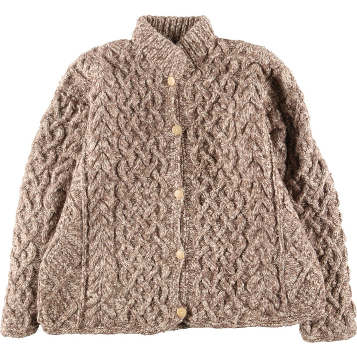 ANDE WEAR High Neck Cable Knit HAND KNIT Hand Knit Ecuador Knit Cardigan Women's M /eaa393017