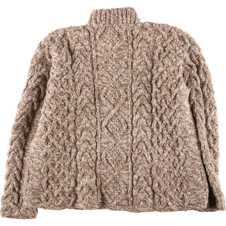 ANDE WEAR High Neck Cable Knit HAND KNIT Hand Knit Ecuador Knit Cardigan Women's M /eaa393017