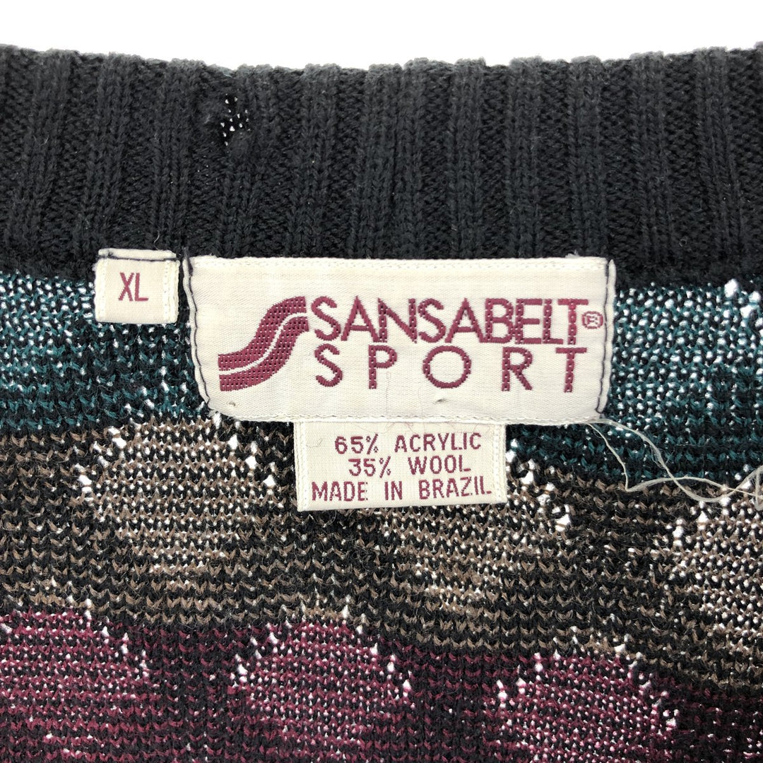 SANSABELT SPORT All-over Pattern Acrylic Knit Cardigan Men's XL /eaa393050