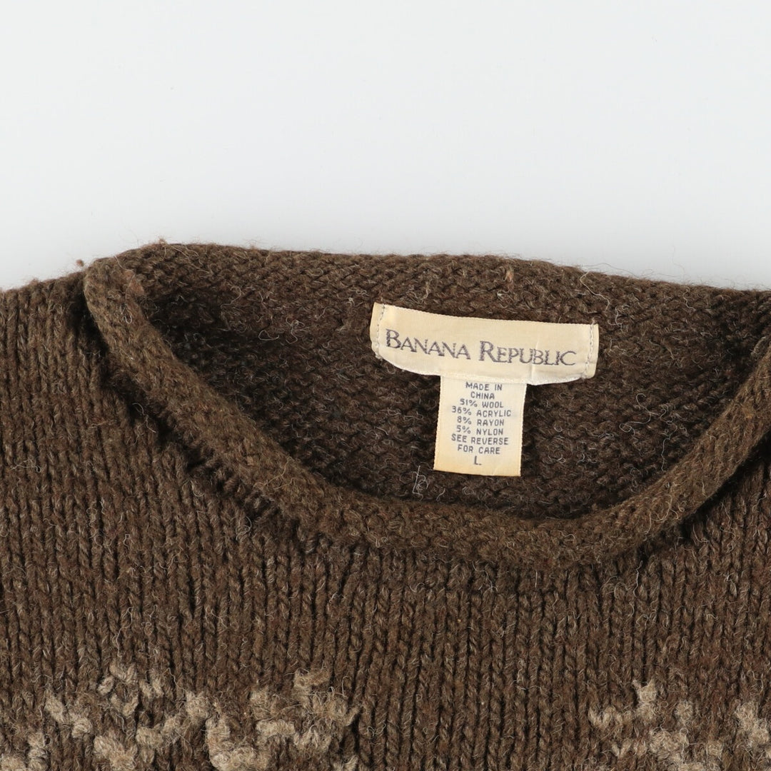 90'S Banana Republic Snow Pattern Roll Neck Nordic Sweater Men's L Vintage /eaa393123