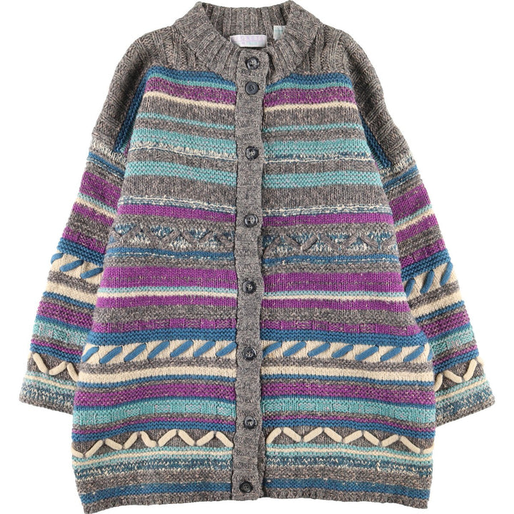 SEGRETS Multi-border Wool Knit Cardigan Women's L /eaa393171