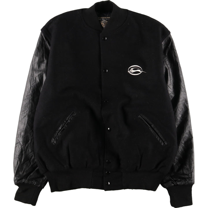 HOLLOWAY Back Embroidery Leather Sleeve Wool Stadium Jacket Award Jacket Varsity Jacket Made in USA Men's L /eaa393299
