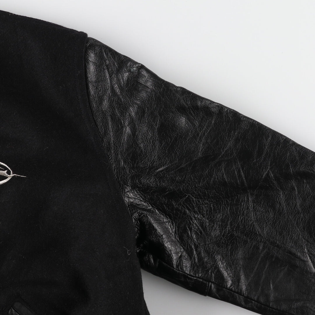 HOLLOWAY Back Embroidery Leather Sleeve Wool Stadium Jacket Award Jacket Varsity Jacket Made in USA Men's L /eaa393299