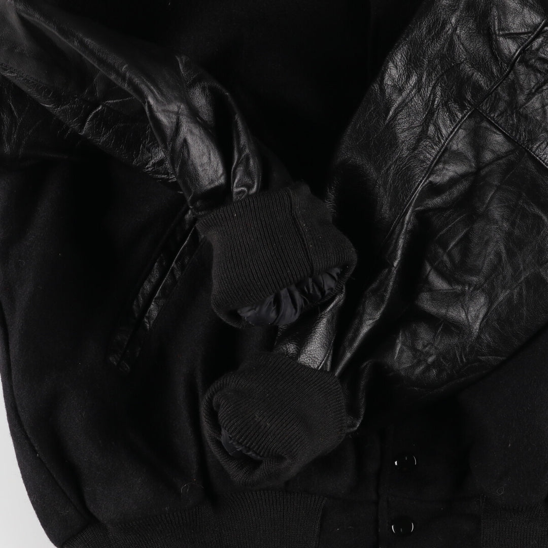 HOLLOWAY Back Embroidery Leather Sleeve Wool Stadium Jacket Award Jacket Varsity Jacket Made in USA Men's L /eaa393299