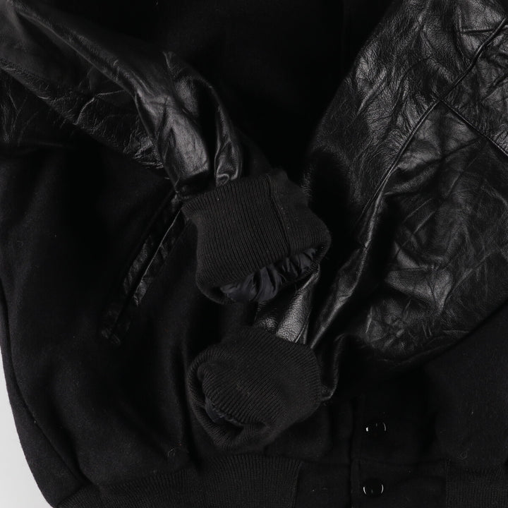 HOLLOWAY Back Embroidery Leather Sleeve Wool Stadium Jacket Award Jacket Varsity Jacket Made in USA Men's L /eaa393299